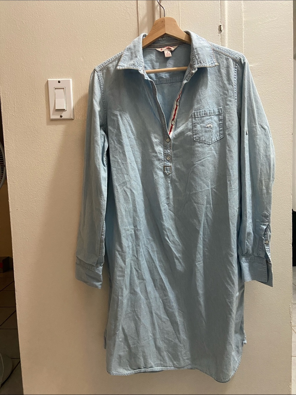 Brooks Brothers Light Blue Denim Button-Down Tunic Shirt Dress